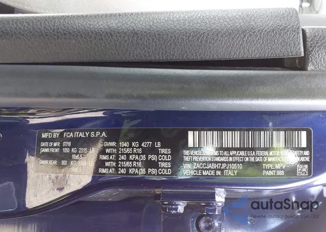 2018 Jeep Renegade Latitude Fwd из США, поврежденный, VIN ZACCJABH7JPJ10510